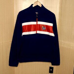 GIII Sports University Of Kansas Mens Blue Teddy Quarter Zip Pullover